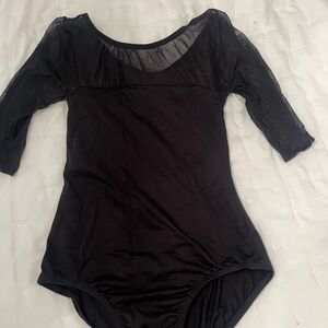 Black Sheer 3/4 Sleeve Leotard